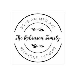Rundes Logo der Familienname-Rücksendeadresse Gummistempel