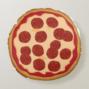 Rundes Pepperoni-Pizza-Kissen mit Kissen
