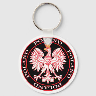 Rundes Rot-Polnisches Eagle Schlüsselanhänger