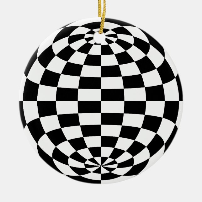 Rundes Schachbrett der optischen Illusion Keramikornament (Vorne)