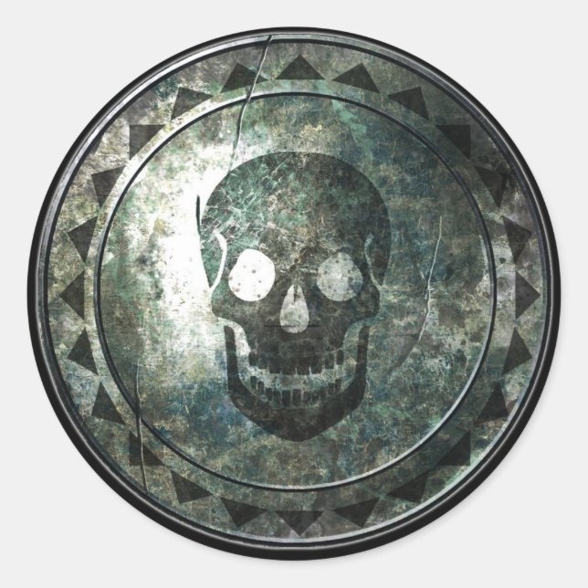 Rundes Schild - Schädel-Emblem Runder Aufkleber (Vorderseite)