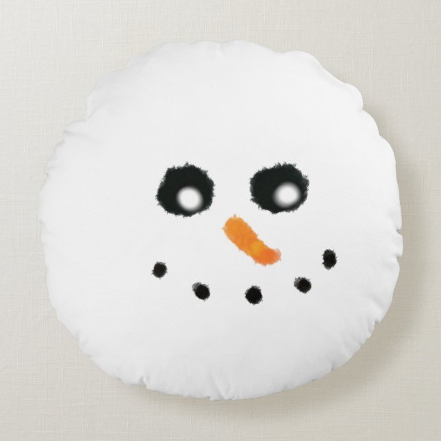 Rundes Schneemanngesichtskissen Rundes Kissen (Vorderseite)