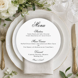 Rundes Schwarz-Weiß-Hochzeitsmenü im einfachen Min Menükarte