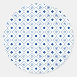 Rundes Sticker-Design mit Blau und Weiß Runder Aufkleber