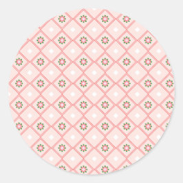 Rundes Sticker-Design mit rosa und weißem Muster Runder Aufkleber