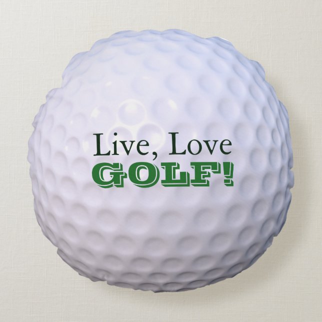 Rundes Throw-Kissen | Live, Liebe, GOLF! | Rundes Kissen (Vorderseite)