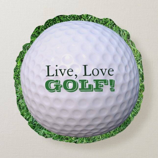Rundes Throw-Kissen | Live, Liebe, GOLF! | Rundes Kissen (Vorderseite)
