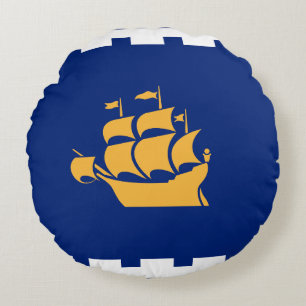 Rundes Wurfkissen mit der Flagge von Quebec City Kissen