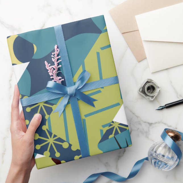 Rundete moderne Rechtecke aus dem Mittelalter Geschenkpapier (Schenken)