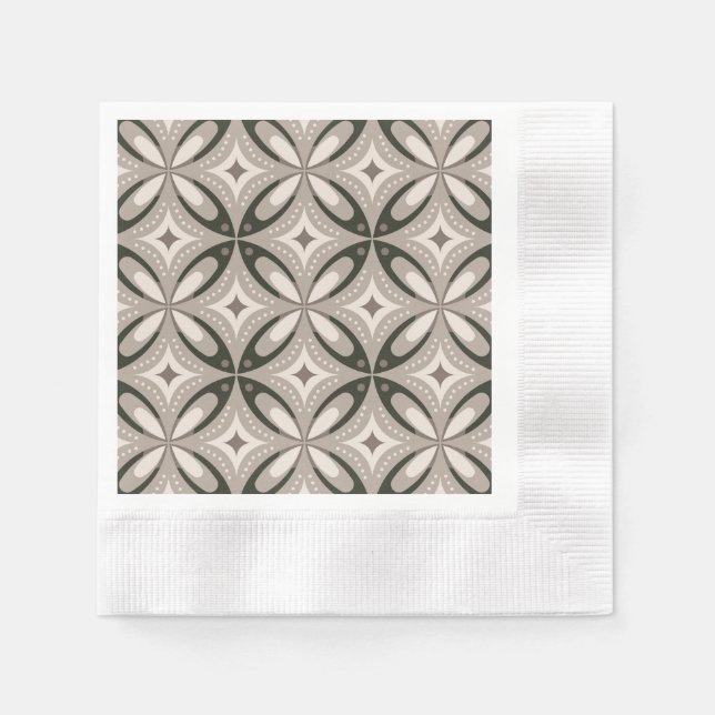 Rundformen in Beige und Braun Serviette (Vorderseite)