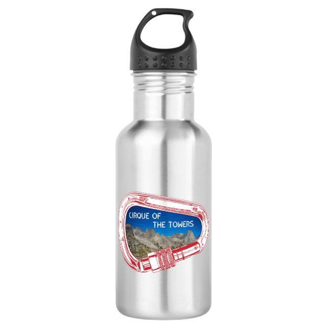 Rundgang der Türme Klettersteig Carabiner Edelstahlflasche (Vorderseite)