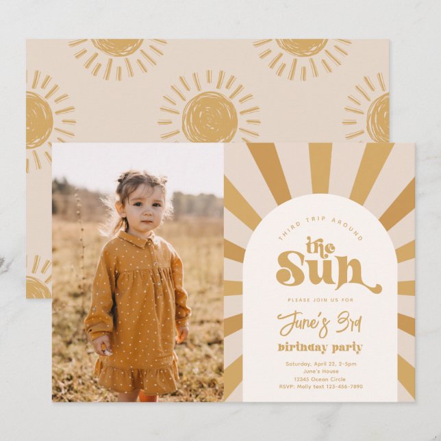 Rundgang durch die Sonne | Girl Sun Invite Einladung (Vorne/Hinten)