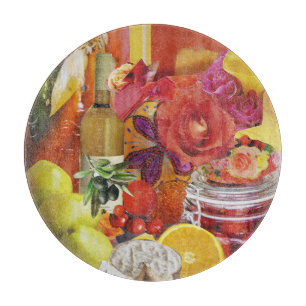 Rundglas Cutting Board mit kulinarischem Thema Schneidebrett