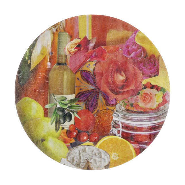 Rundglas Cutting Board mit kulinarischem Thema Schneidebrett (Vorderseite)