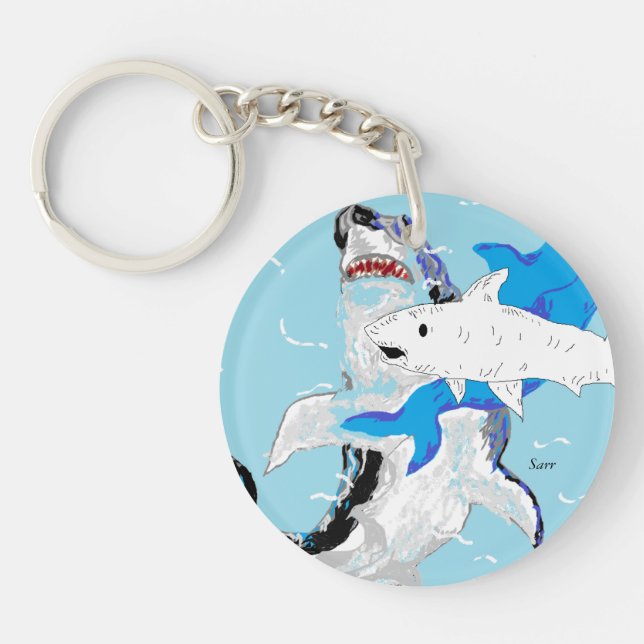 Rundhaie (beidseitig) Schlüsselanhänger (Vorderseite)