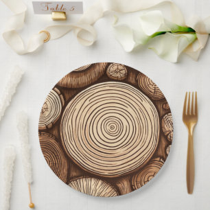 Rundholz Baumstämme Holz Holzland Wald  Pappteller