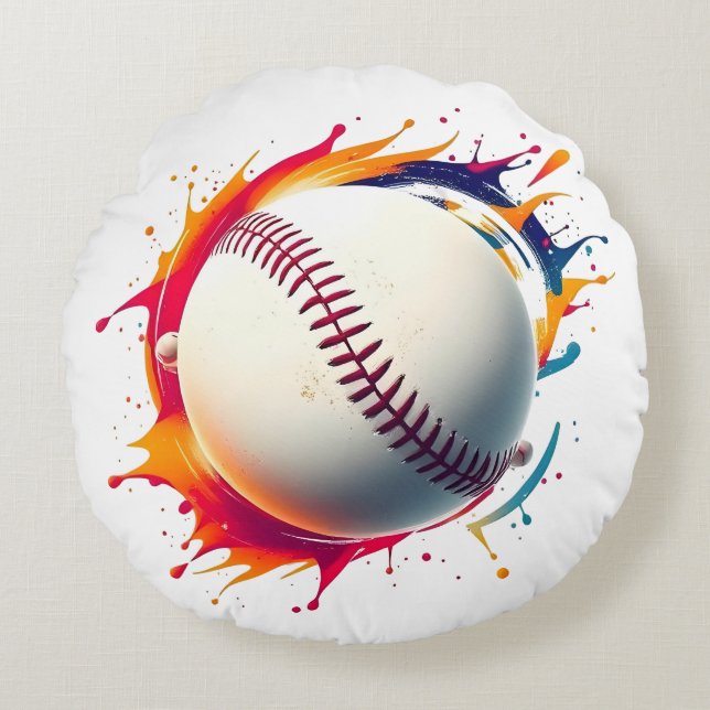 Rundkissen- BaseBall-Design Rundes Kissen (Vorderseite)