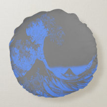 Rundkissen Die große Welle Blau & Grau