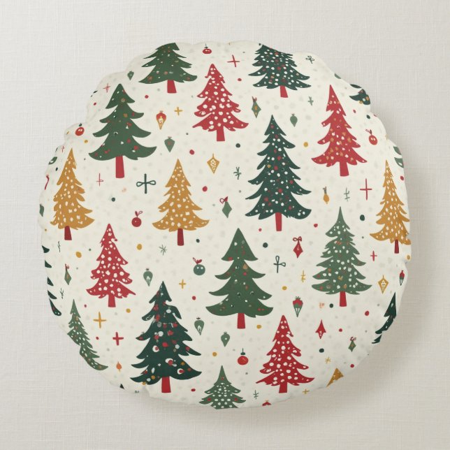 Rundkissen mit einem Weihnachtsbaummuster Rundes Kissen (Vorderseite)