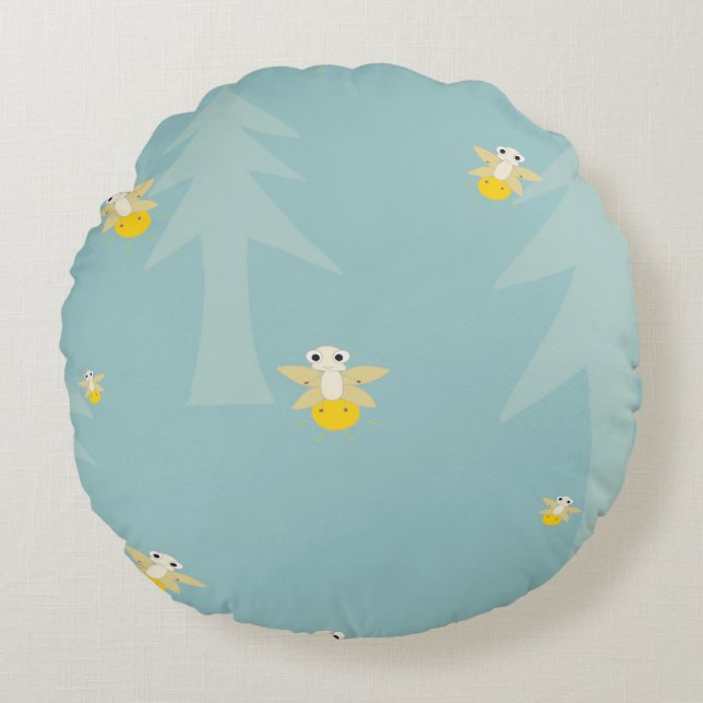 Rundkissen mit Fireflies-Design. Rundes Kissen (Vorderseite)