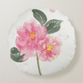 Rundkissen mit rosa Kamelie Rundes Kissen
