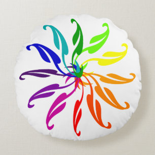Rundkissen - Rainbow-farbene Blätter Rundes Kissen
