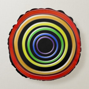 Rundkissen - Ringe in Regenbogenfarben Rundes Kissen