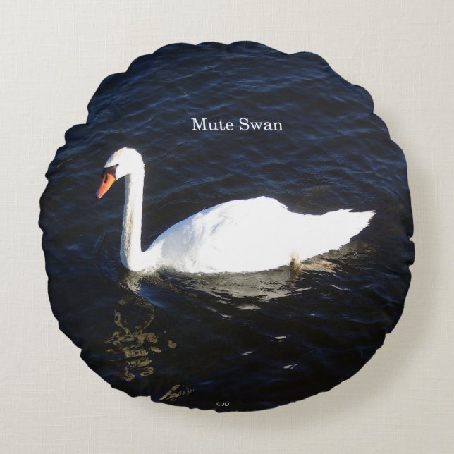 Rundkissen von Mute Swan Rundes Kissen (Vorderseite)