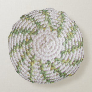 Rundkissen - Weiße und grüne Spiralen Rundes Kissen