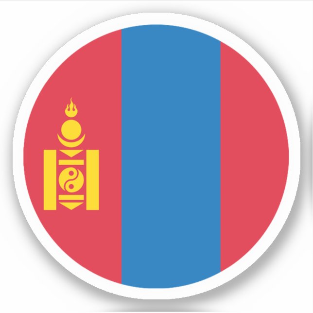 Rundkleber für die Flagge der Mongolei Aufkleber (Vorderseite)