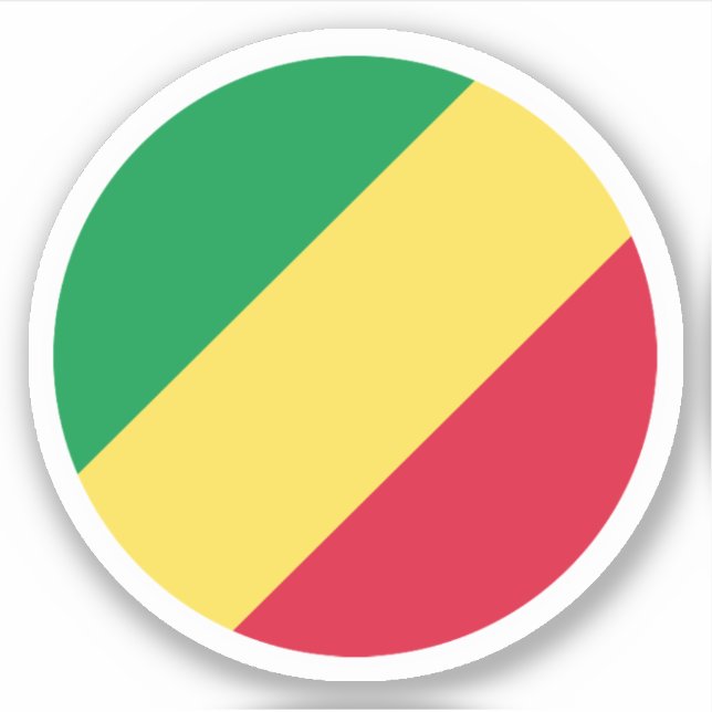 Rundkleber für die Flagge der Republik Kongo Aufkleber (Vorderseite)
