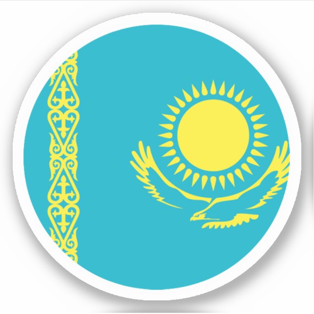 Rundkleber für die Flagge Kasachstans Aufkleber (Vorderseite)