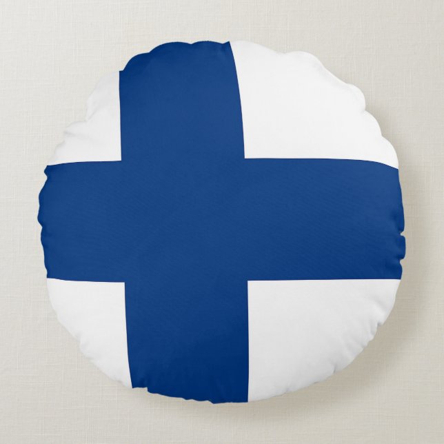 Rundkopfkissen mit finnischer Flagge Rundes Kissen (Vorderseite)