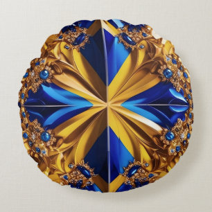 Rundkopfkissen mit Schweden Farben Rundes Kissen