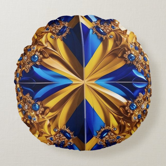 Rundkopfkissen mit Schweden Farben Rundes Kissen (Vorderseite)