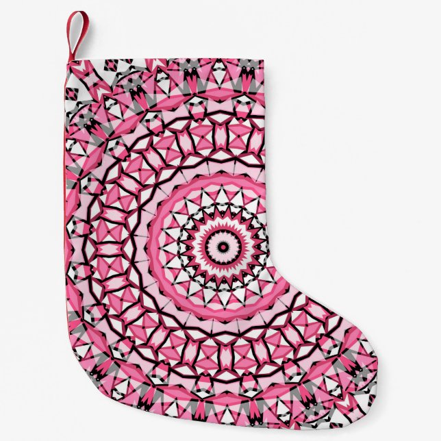 Rundmandala-Muster im Mosai-Stil aus Glas Kleiner Weihnachtsstrumpf (Vorderseite)