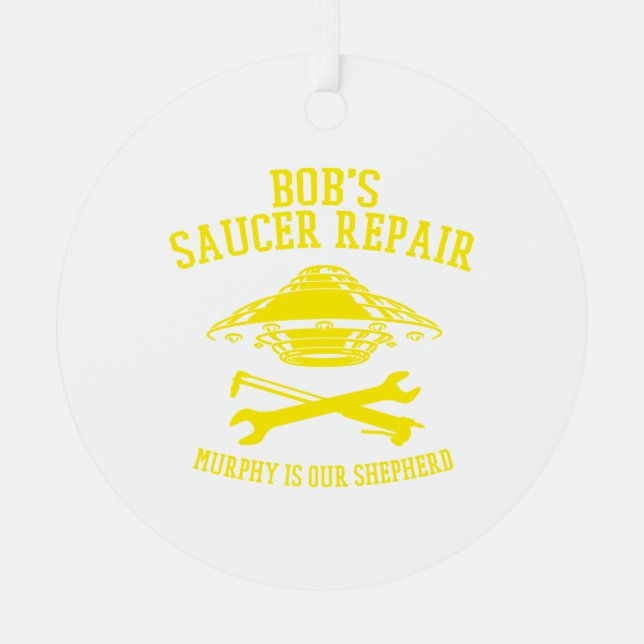 Rundmetallschmuck mit BSR-gelbem Logo Ornament Aus Metall (Vorderseite)