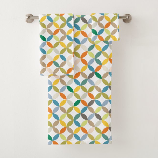 Rundquartiermuster warme Farben Badhandtuch Set (Insitu)