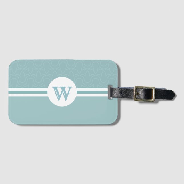 Rundrahmen für die hellblaue Flora eines Monogramm Gepäckanhänger (Vorderseite (Horizontal))