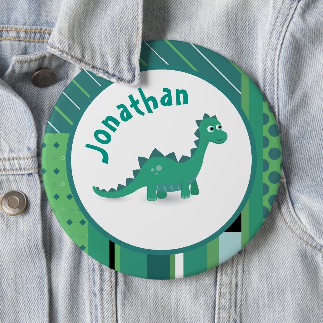 Rundrahmen in grün/blau mit niedlichem Dinosaurier Button (Beispiel)