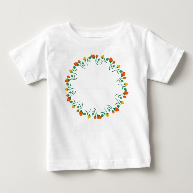 Rundrahmen mit Blumenrahmen, gelb und rote Rose, B Baby T-shirt (Vorderseite)