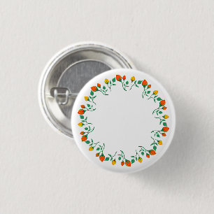 Rundrahmen mit Blumenrahmen, gelb und rote Rose, B Button