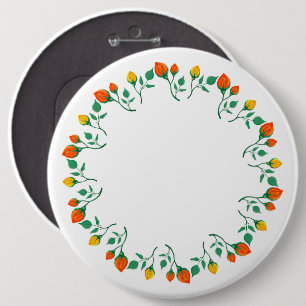 Rundrahmen mit Blumenrahmen, gelb und rote Rose, B Button