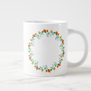 Rundrahmen mit Blumenrahmen, gelb und rote Rose, B Jumbo-Tasse