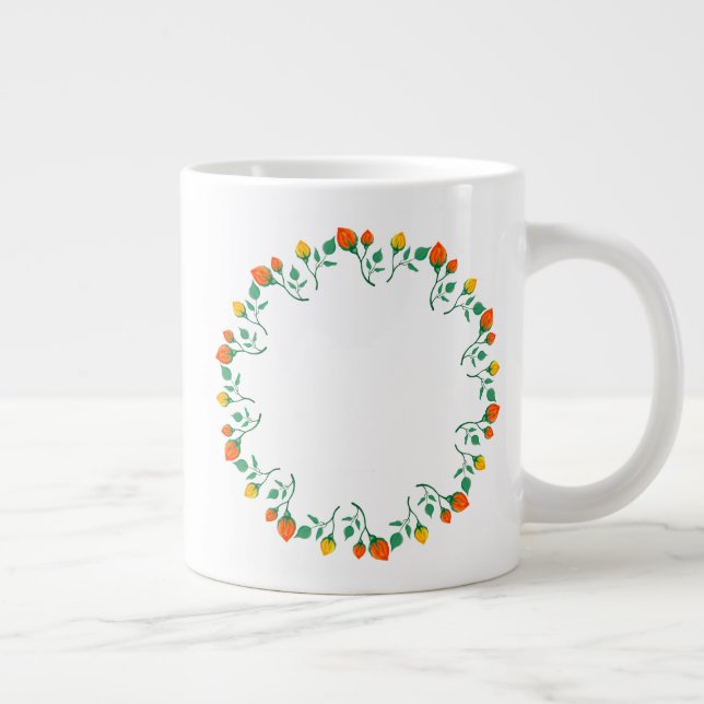 Rundrahmen mit Blumenrahmen, gelb und rote Rose, B Jumbo-Tasse (Rechts)