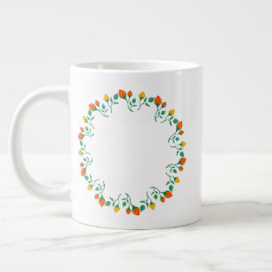 Rundrahmen mit Blumenrahmen, gelb und rote Rose, B Jumbo-Tasse