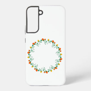 Rundrahmen mit Blumenrahmen, gelb und rote Rose, B Samsung Galaxy Hülle