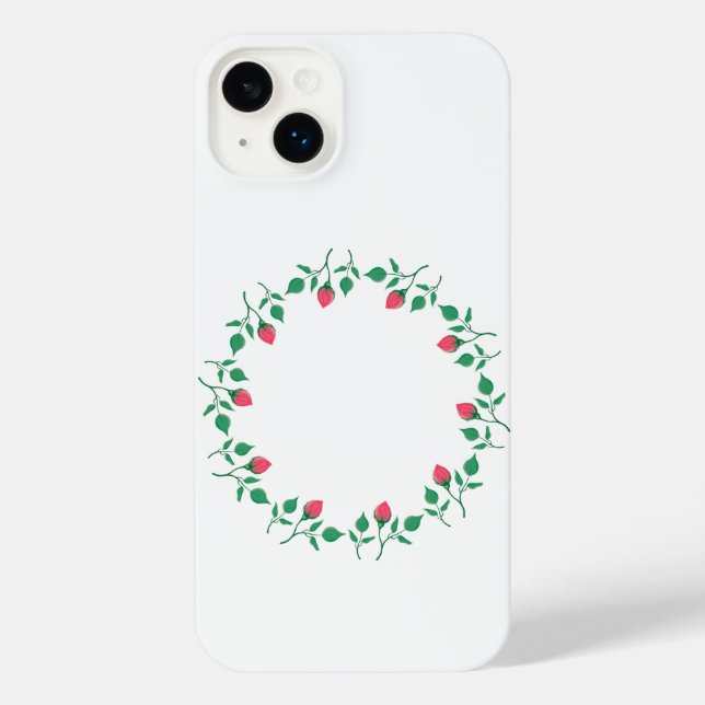 Rundrahmen mit rosa rosa Blume iPhone 14 Plus Hülle (Rückseite)