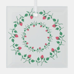 Rundrahmen mit rosa rosa Blume Ornament Aus Glas