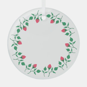 Rundrahmen mit rosa rosa Blume Ornament Aus Glas
